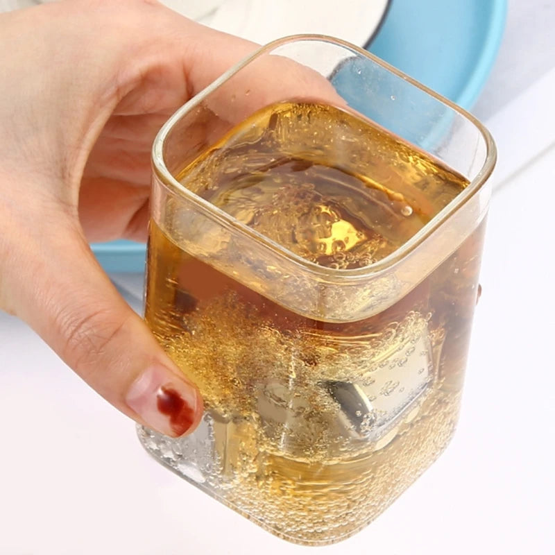 12Pcs 304Stainless Steel Ice Cubes Set with Tongs Drinking Chilling Stone Metal Ice Chilling Ice Suitable for Cooling