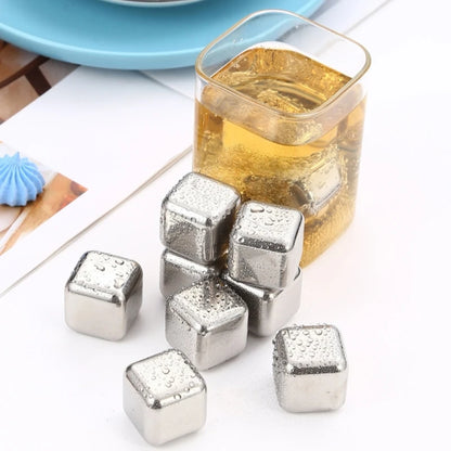 12Pcs 304Stainless Steel Ice Cubes Set with Tongs Drinking Chilling Stone Metal Ice Chilling Ice Suitable for Cooling